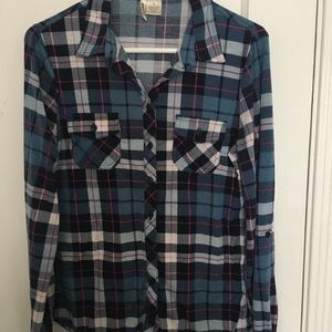 Blue Plaid Flannel Shirt
